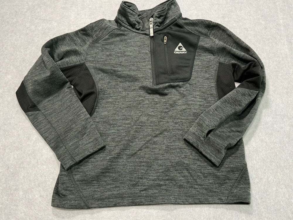 Kid Gerry 1/4 Zip Pullover Size M-10/12 Gray Black Activewear